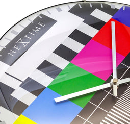 NeXtime - Wandklok - 35 cm- Bol Glas - Multi Color - 'Testpage Dome'