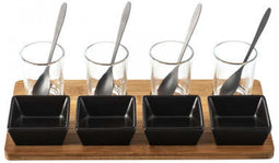 Secret de Gourmet 13 delig aperitiefset - glas - bamboe - porselein - lepeltjes