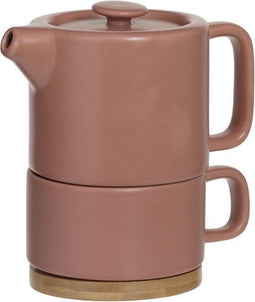 Secret de Gourmet 3 in 1 Theepot + Kopje + Onderzetter Keramiek - Terracotta