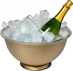 Secret de Gourmet Champagne & wijnfles koeler/ijsemmer - goud - RVS - 40 x 20 cm - metallic - op hoge voet