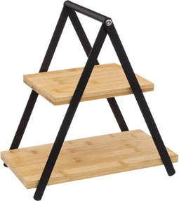 Secret de Gourmet Etagere/dienblad - 2-laags - Bamboe - Zwart/beige