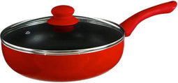 Secret de Gourmet - Hapjespan met deksel - Alle kookplaten/warmtebronnen geschikt - rood/zwart - Dia 24 cm