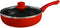 Secret de Gourmet - Hapjespan met deksel - Alle kookplaten/warmtebronnen geschikt - rood/zwart - Dia 24 cm