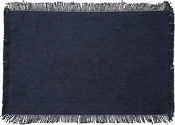 Secret de Gourmet Maha Placemat katoen met franjes - Set van 4 stuks - 45x30cm - Donkerblauw