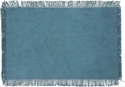 Secret de Gourmet Maha Placemat katoen met franjes - Set van 4 stuks - 45x30cm - Blauw