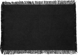 Secret de Gourmet Maha Placemat katoen met franjes - Set van 4 stuks - 45x30cm - Zwart