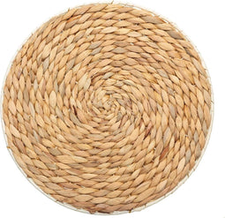 Secret de Gourmet Placemat rond riet set van 2 - Dia 35 cm - Onderlegger - Naturel met wit randje