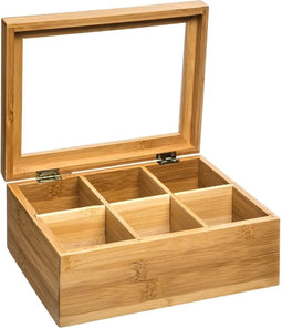 Secret de Gourmet Theedoos - 6-vaks - bamboe hout - 22 x 15 cm - theekist