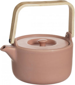 Secret de Gourmet Theepot in keramiek met bamboe 80cl - Handvat, zeef, filter - Terra