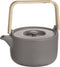 Secret de Gourmet Theepot in keramiek met bamboe 80cl - Handvat, zeef, filter - Taupe