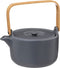 Secret de Gourmet Theepot in keramiek met bamboe 80cl - Handvat, zeef, filter - Blauwgrijs