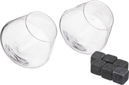 Secret de gourmet Whiskey glazen set van 2 stuks + 6 ijsklontjes