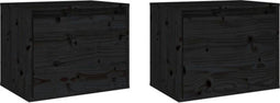 vidaXL - Wandkasten - 2 - st - 45x30x35 - cm - massief - grenenhout - zwart