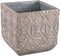 PTMD Jenah Brown Cement Pot Cross Pattern Square XL