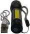 Hofftech Tactical zaklamp - zoomfunctie - LED COB - oplaadbaar - 10 cm - zwart
