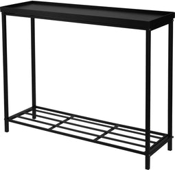 Pro Garden Plantenrek/plantentafel - zwart - metaal - 75 x 23 x 60 cm - binnen en buiten - hoge tafel