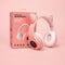 Seizoenstunter - Kinder hoofdtelefoon - Draadloze koptelefoon Bluetooth met led kattenoortjes - roze