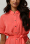 Object Objtilda Isabella S/s Dress - Midi Jurk - Met ceintuur en split - Koraal - Maat 36