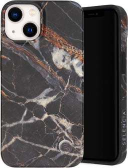 Selencia Aurora Fashion Backcover geschikt voor de iPhone 14 - Duurzaam hoesje - 100% gerecycled - Zwart Marmer