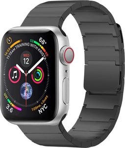 Selencia Bandje Geschikt voor Stalen magnetisch bandje voor de Apple Watch Bandje Series 1 / 2 / 3 / 4 / 5 / 6 / 7 / 8 / 9 / SE - 38 / 40 / 41 mm - Selencia Stalen band - Zwart