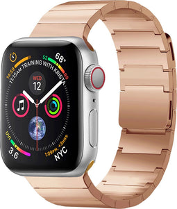 Selencia Bandje Geschikt voor Stalen magnetisch bandje voor de Apple Watch Bandje Series 1 / 2 / 3 / 4 / 5 / 6 / 7 / 8 / 9 / SE - 38 / 40 / 41 mm - Selencia Stalen band - Rosé Goud