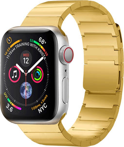 Selencia Bandje Geschikt voor Stalen magnetisch bandje voor de Apple Watch Bandje Series 1 / 2 / 3 / 4 / 5 / 6 / 7 / 8 / 9 / SE - 38 / 40 / 41 mm - Selencia Stalen band - goud