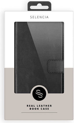 Selencia Hoesje Geschikt voor Huawei Mate 20 Lite Hoesje Met Pasjeshouder - Selencia Echt Lederen Bookcase - Zwart