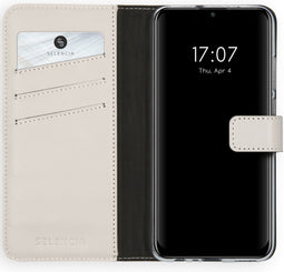 Selencia Hoesje Geschikt voor Huawei P Smart (2020) Hoesje Met Pasjeshouder - Selencia Echt Lederen Bookcase - Lichtgrijs
