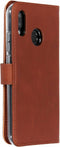 Selencia Hoesje Geschikt voor Huawei P20 Lite Hoesje Met Pasjeshouder - Selencia Echt Lederen Bookcase - Bruin