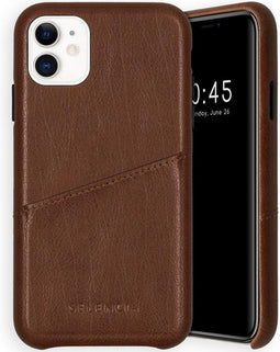 Selencia Hoesje Geschikt voor iPhone 11 Hoesje Met Pasjeshouder - Selencia Vayu Vegan Lederen Backcover - Bruin