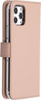 Selencia Hoesje Geschikt voor iPhone 11 Pro Hoesje Met Pasjeshouder - Selencia Echt Lederen Bookcase - Roze