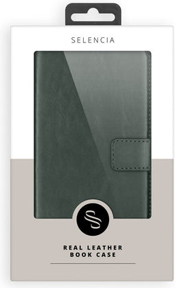 Selencia Hoesje Geschikt voor iPhone 11 Pro Max Hoesje Met Pasjeshouder - Selencia Echt Lederen Bookcase - Groen