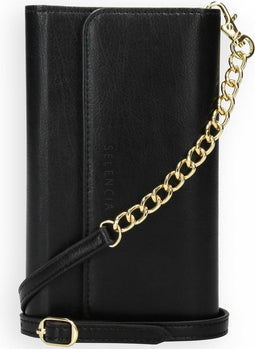 Selencia Hoesje Geschikt voor iPhone 12 Mini Hoesje Met Pasjeshouder - Selencia Eny Uitneembare Vegan Lederen Clutch - Zwart