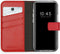 Selencia Hoesje Geschikt voor iPhone 12 Mini Hoesje Met Pasjeshouder - Selencia Echt Lederen Bookcase - Rood