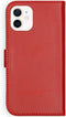 Selencia Hoesje Geschikt voor iPhone 12 Mini Hoesje Met Pasjeshouder - Selencia Echt Lederen Bookcase - Rood