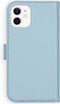 Selencia Hoesje Geschikt voor iPhone 12 Mini Hoesje Met Pasjeshouder - Selencia Echt Lederen Bookcase - Lichtblauw