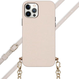 Selencia Hoesje Geschikt voor iPhone 12 Pro / 12 Hoesje Met Koord - Selencia Aina Slang Hoesje met koord - Wit