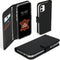 Selencia Hoesje Geschikt voor iPhone 12 Pro / 12 Hoesje Met Pasjeshouder - Selencia Echt Lederen Bookcase - Zwart