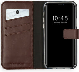 Selencia Hoesje Geschikt voor iPhone 12 Pro / 12 Hoesje Met Pasjeshouder - Selencia Echt Lederen Bookcase - Bruin