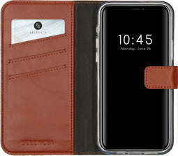 Selencia Hoesje Geschikt voor iPhone 12 Pro Max Hoesje Met Pasjeshouder - Selencia Echt Lederen Bookcase - Lichtbruin