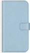 Selencia Hoesje Geschikt voor iPhone 12 Pro Max Hoesje Met Pasjeshouder - Selencia Echt Lederen Bookcase - Lichtblauw