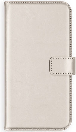 Selencia Hoesje Geschikt voor iPhone 13 Pro Hoesje Met Pasjeshouder - Selencia Echt Lederen Bookcase - Lichtgrijs