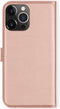 Selencia Hoesje Geschikt voor iPhone 13 Pro Hoesje Met Pasjeshouder - Selencia Echt Lederen Bookcase - Roze