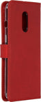Selencia Hoesje Geschikt voor OnePlus 7 Hoesje Met Pasjeshouder - Selencia Echt Lederen Bookcase - Rood