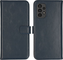 Selencia Hoesje Geschikt voor Samsung Galaxy A13 (4G) Hoesje Met Pasjeshouder - Selencia Echt Lederen Bookcase - Blauw