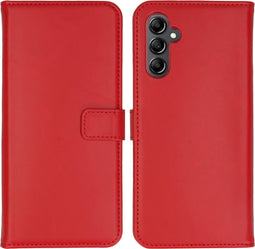 Selencia Hoesje Geschikt voor Samsung Galaxy A14 (5G) Hoesje Met Pasjeshouder - Selencia Echt Lederen Bookcase - Rood