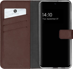 Selencia Hoesje Geschikt voor Samsung Galaxy A32 (4G) Hoesje Met Pasjeshouder - Selencia Echt Lederen Bookcase - Bruin
