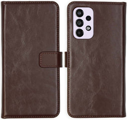 Selencia Hoesje Geschikt voor Samsung Galaxy A33 Hoesje Met Pasjeshouder - Selencia Echt Lederen Bookcase - Bruin