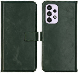 Selencia Hoesje Geschikt voor Samsung Galaxy A33 Hoesje Met Pasjeshouder - Selencia Echt Lederen Bookcase - Groen