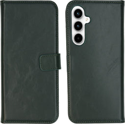 Selencia Hoesje Geschikt voor Samsung Galaxy A35 Hoesje Met Pasjeshouder - Selencia Echt Lederen Bookcase - Groen